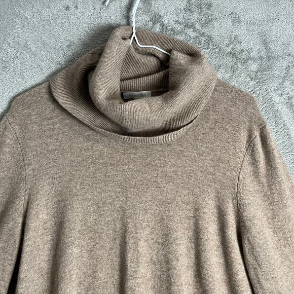 Garnet Hill Cashmere Cowl Neck Sweater Asymmetric Soft Knit Minimalist Large - Picture 3 of 5